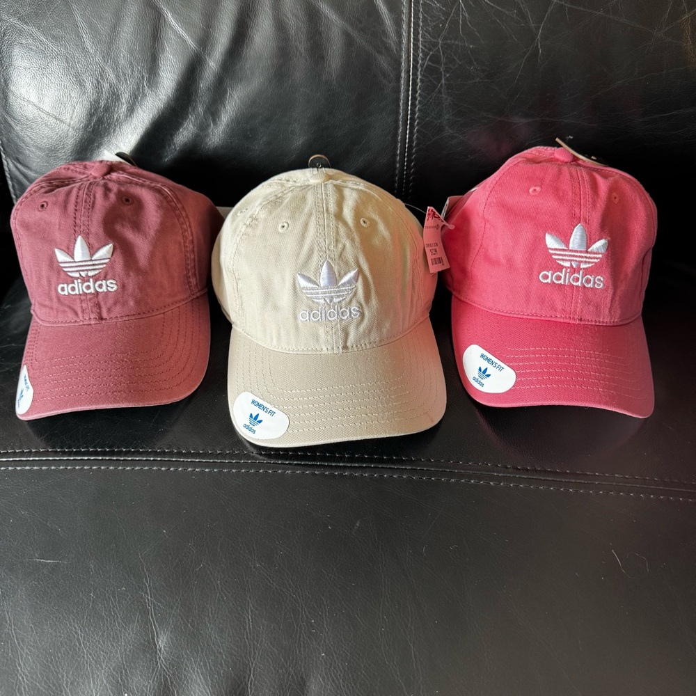 Adidas Classic Caps in Maroon, Khaki, and Crimson